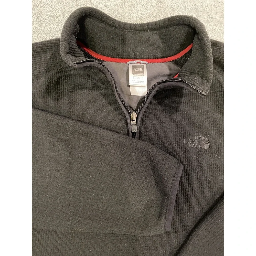 The North Face Mens Size Large Black Fleece 1/4 Zip Pullover Sweater‎ *Flaws*